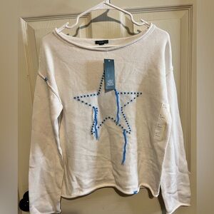 Wild Fable Long Sleeve Off White Sweater with a blue star NWT